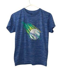 Tek Gear Boys Blue Heather T-Shirt With Baseball Graphic